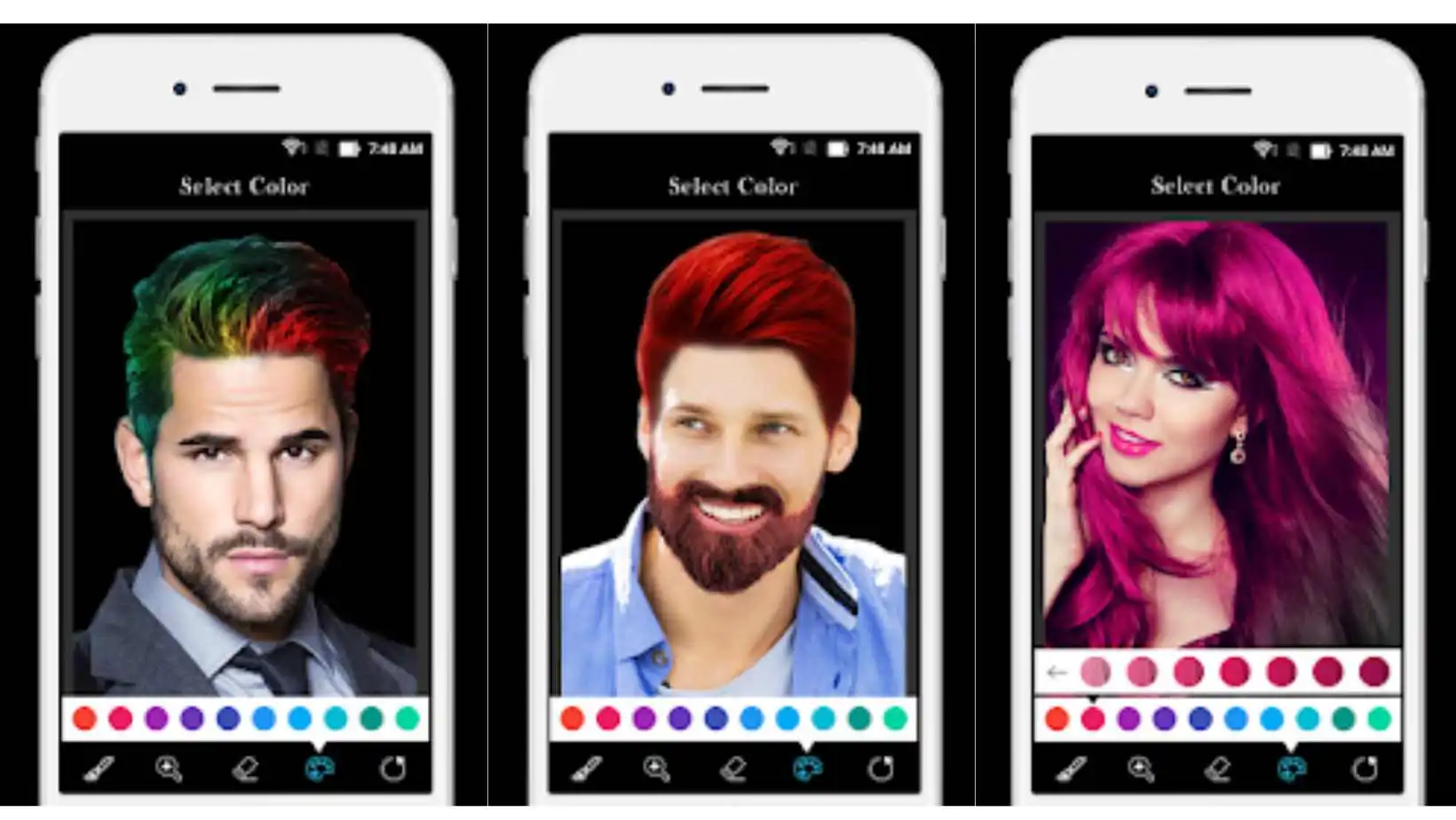 Aplicativo para testar cores de cabelos em homens e mulheres gratuitamente